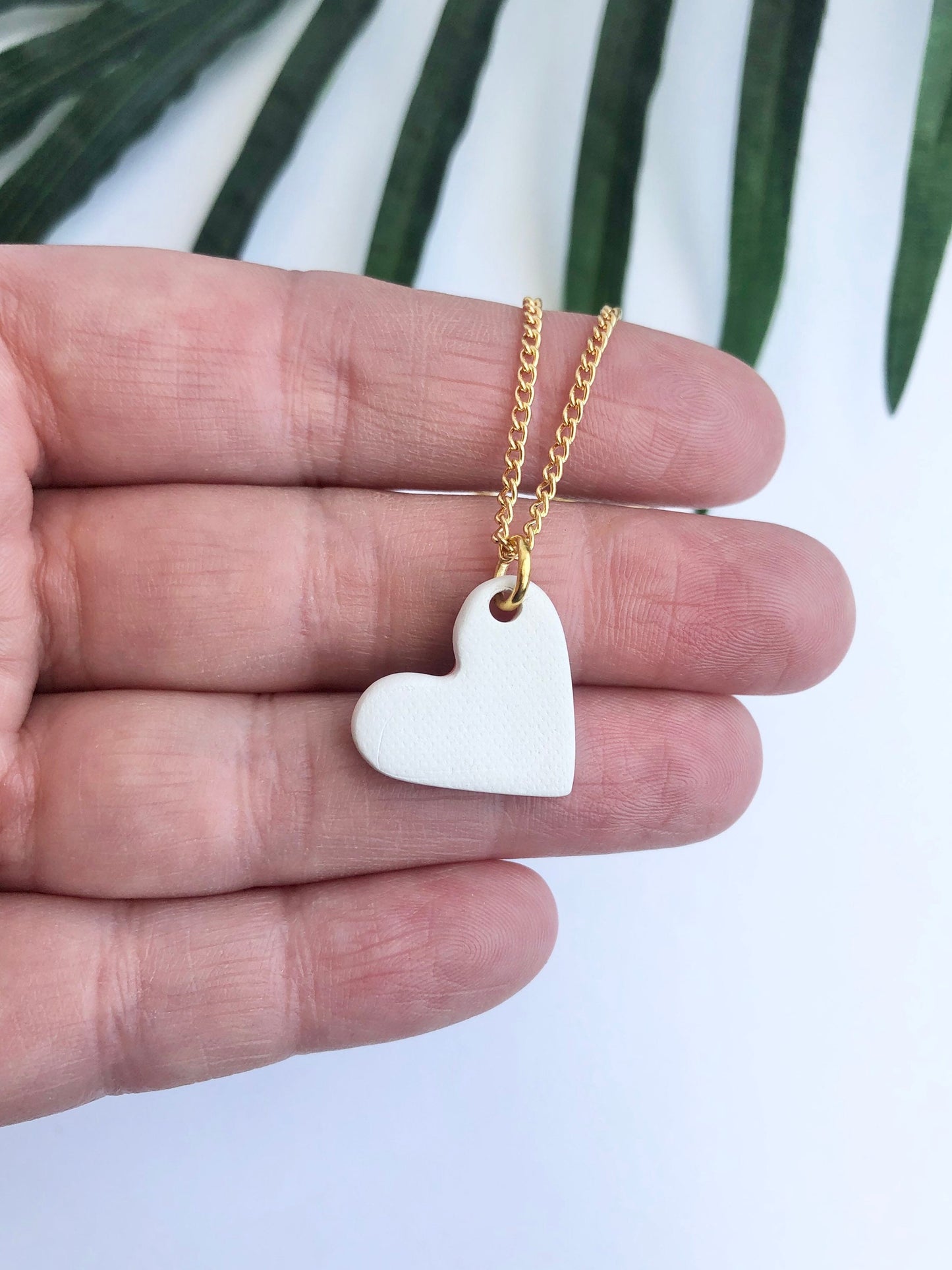 Speckled Purple small heart necklace with gold tip
