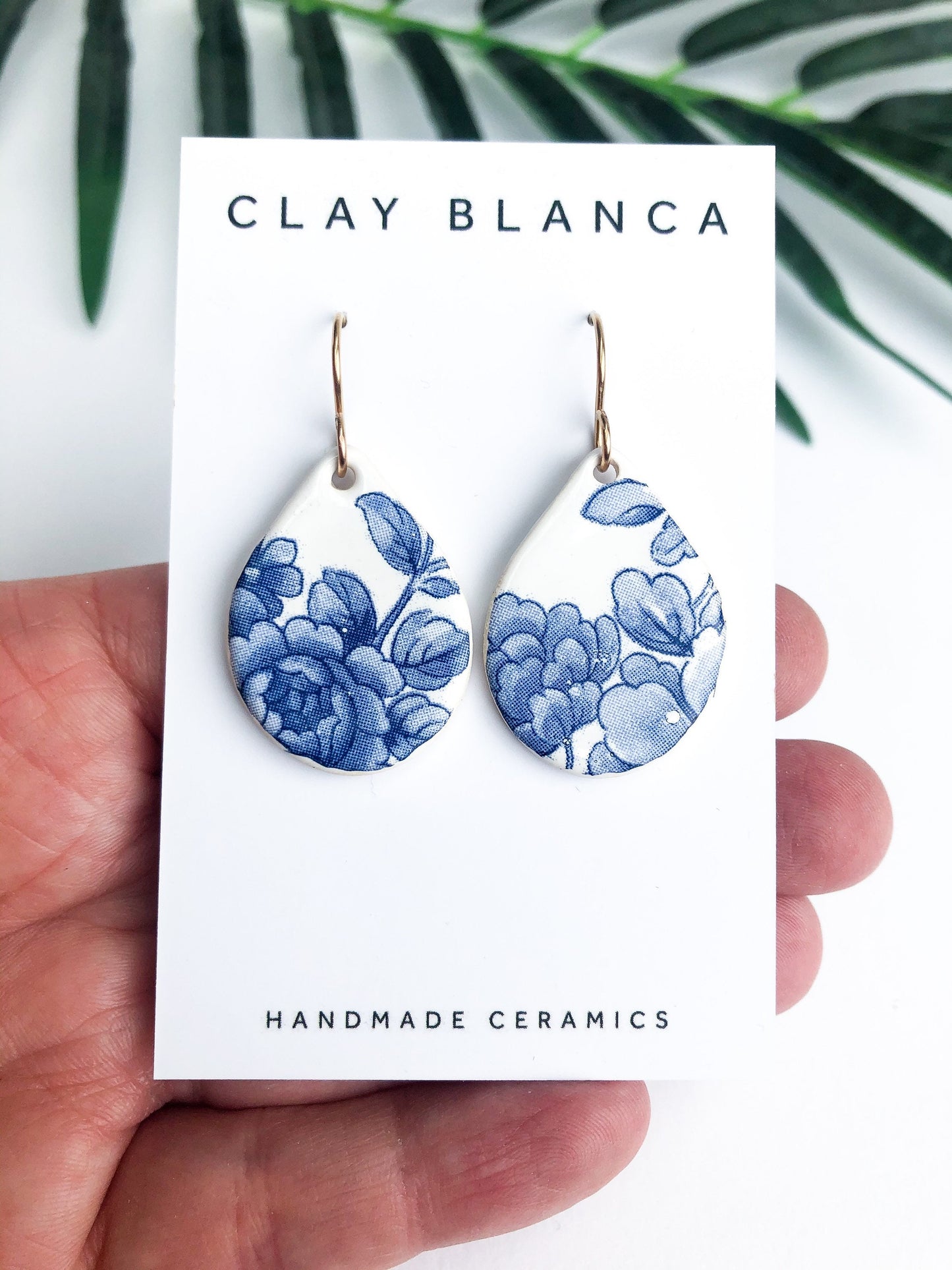 Vintage china - blue medium teardrop dangles