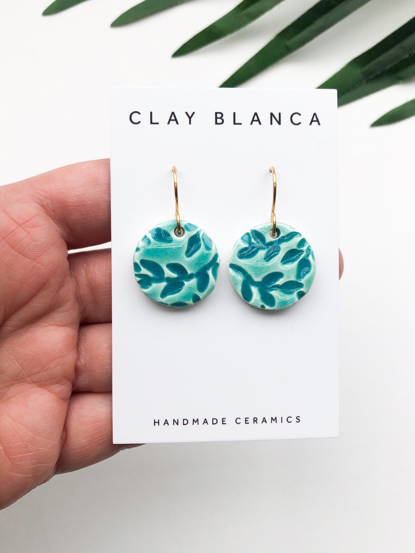 Turquoise Green - round leaf dangles