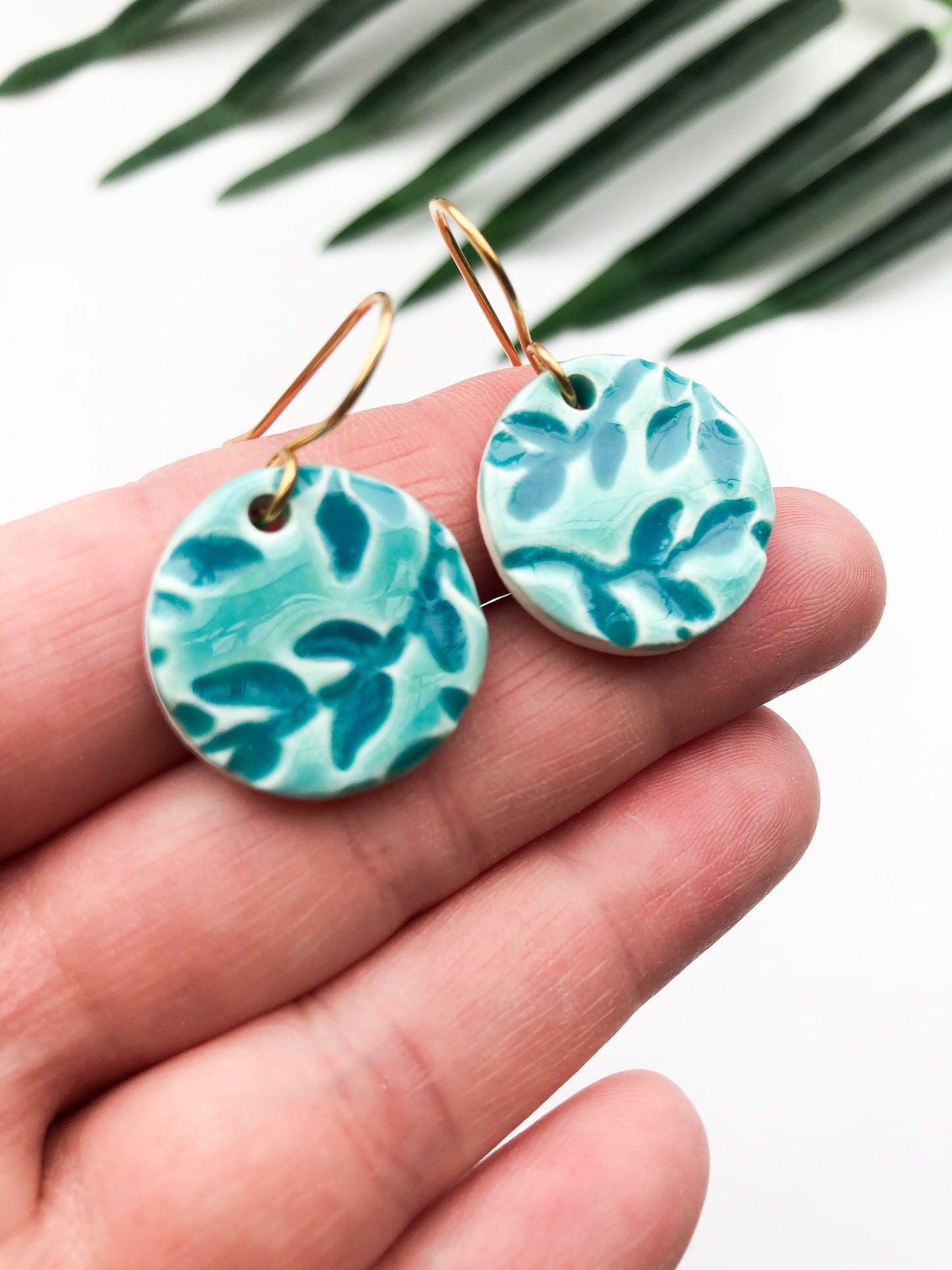 Turquoise Green - round leaf dangles
