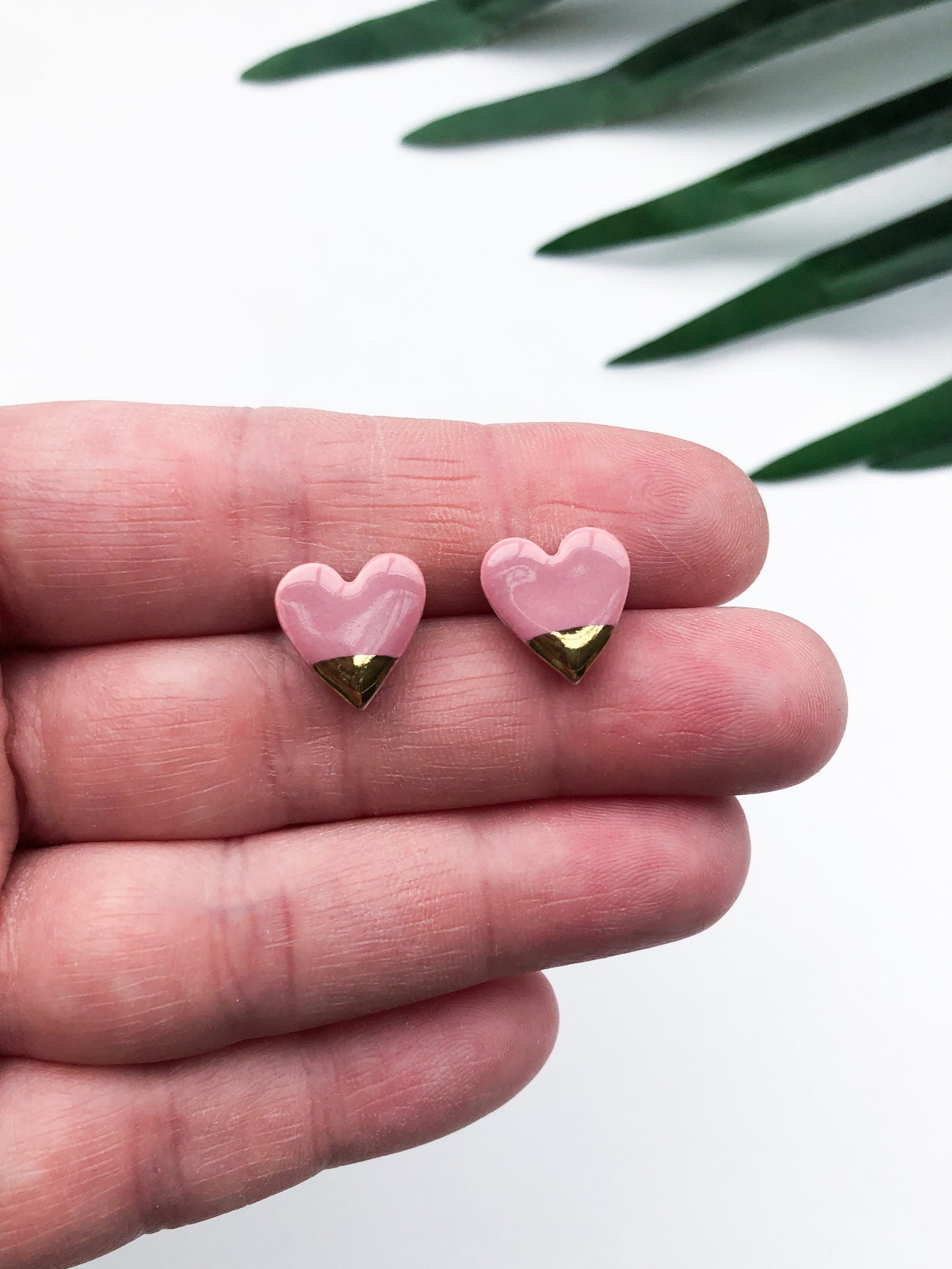 Dusty Rose heart studs