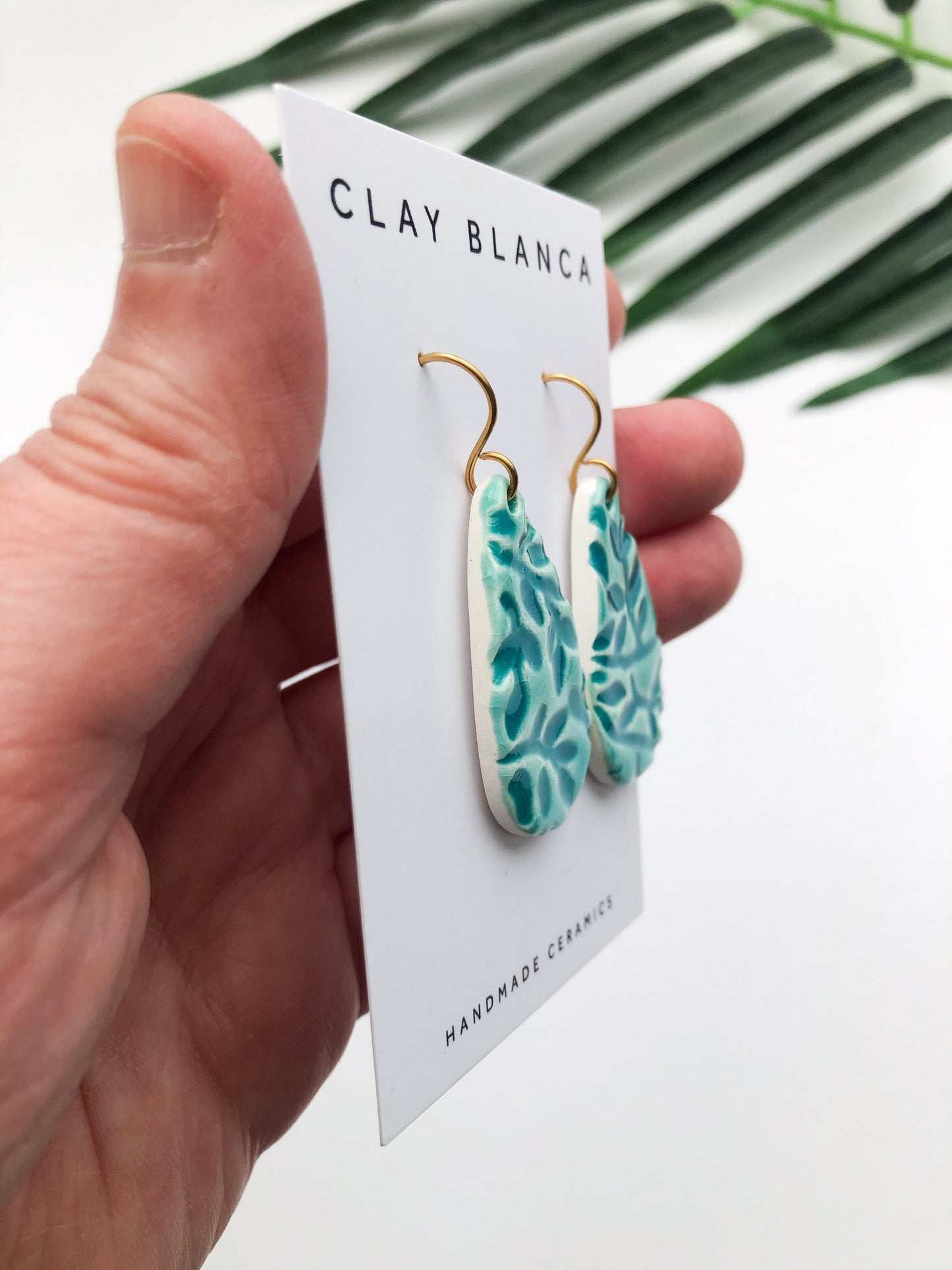 Turquoise Green - teardrop leaf dangles