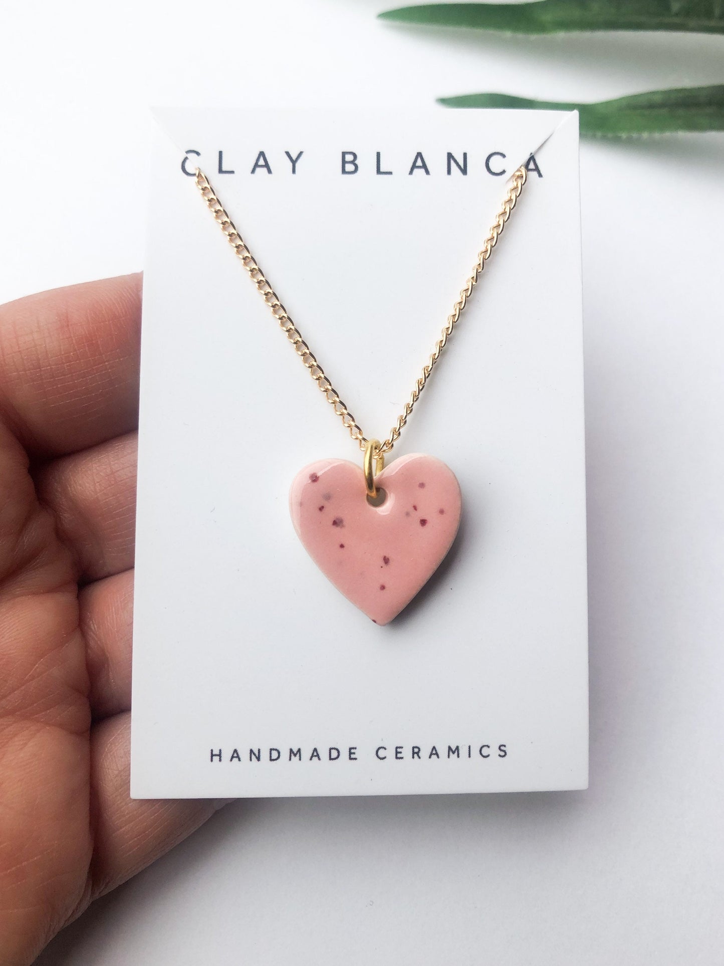 Speckled Pink large heart necklace