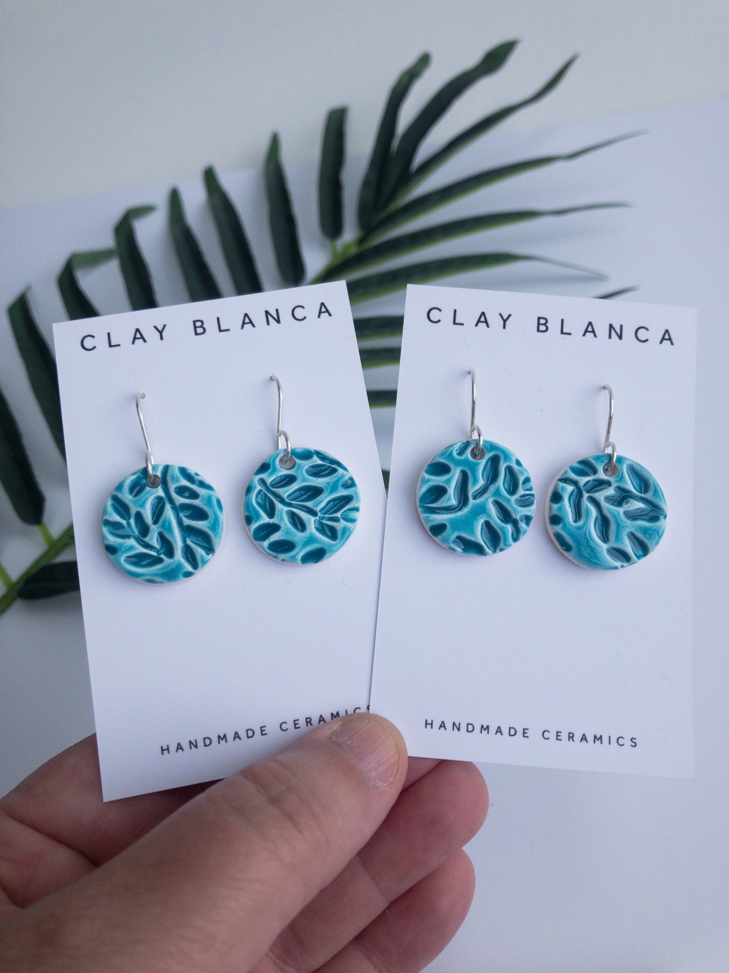 Turquoise Blue - round leaf dangles