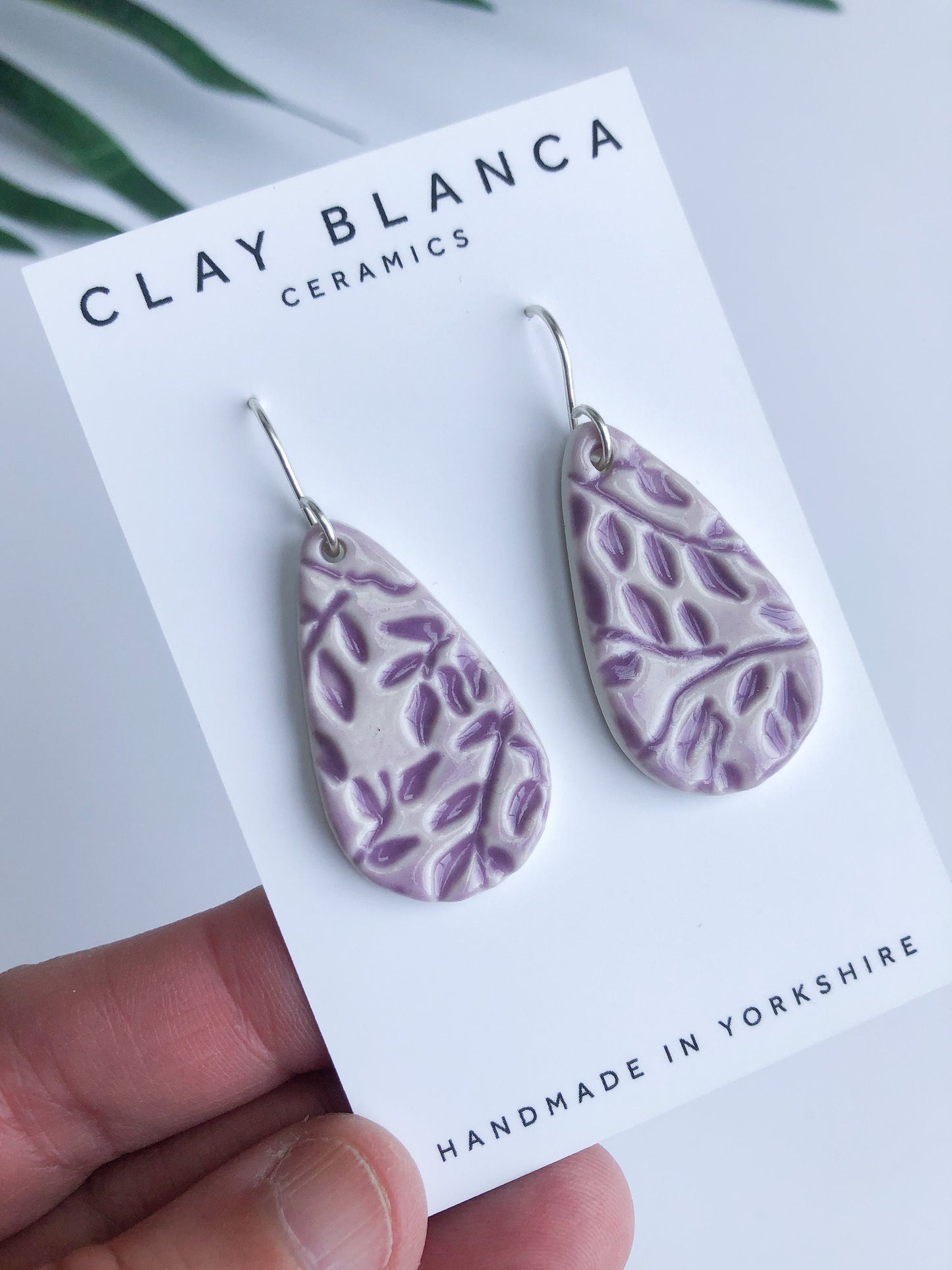 Lavender - teardrop leaf dangles