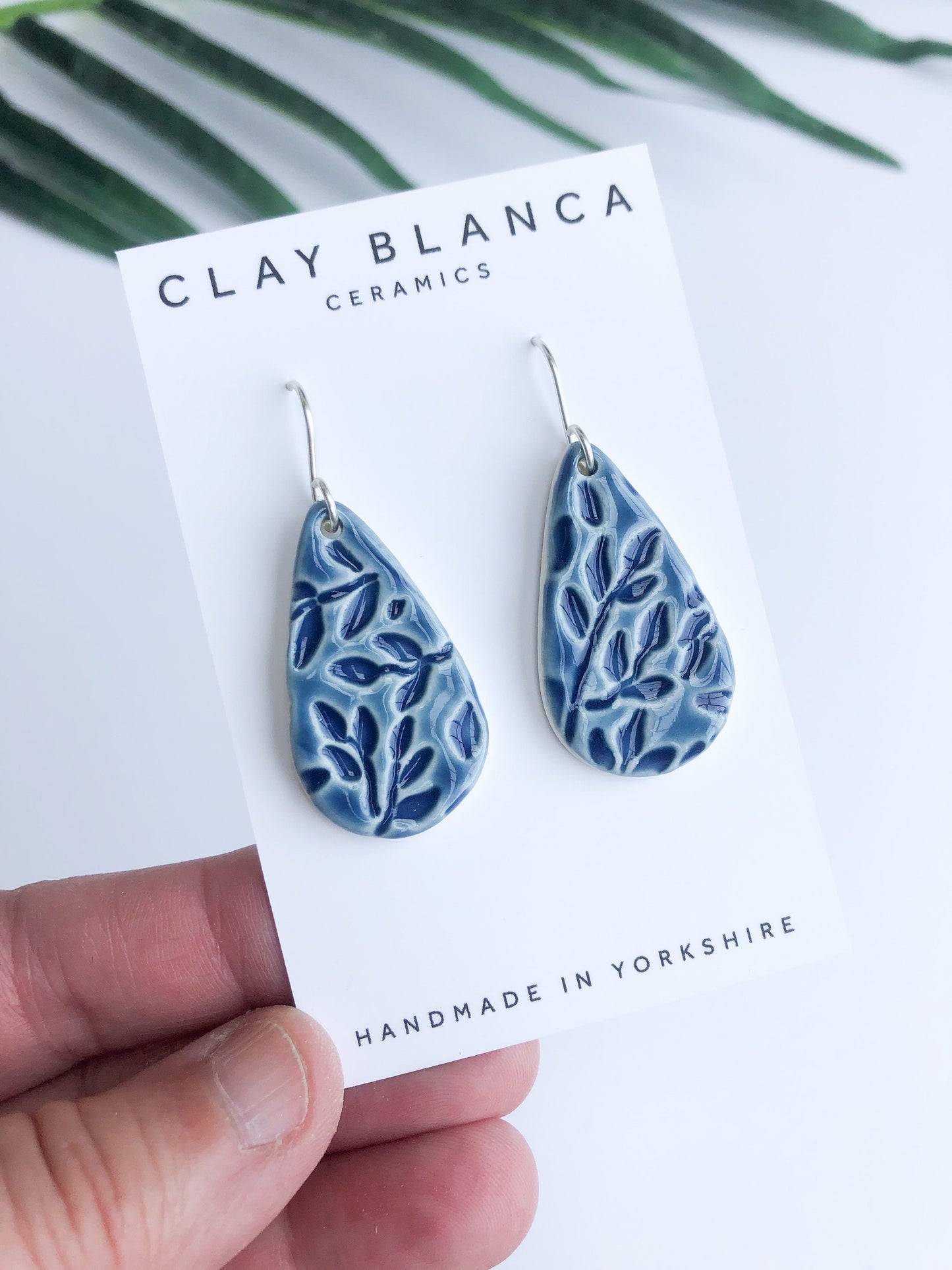 Dark Blue - teardrop leaf dangles