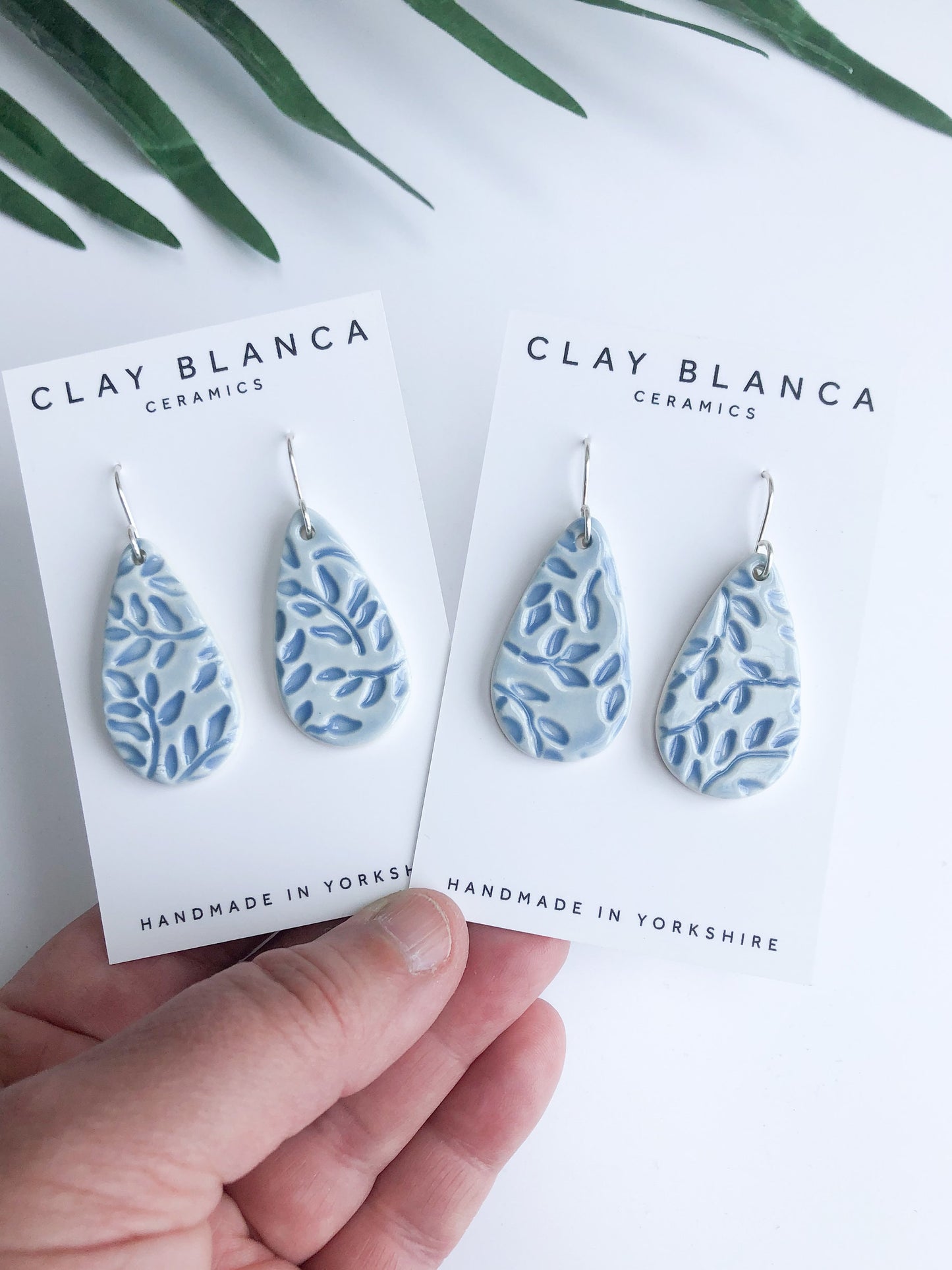 Sky Blue - teardrop leaf dangles