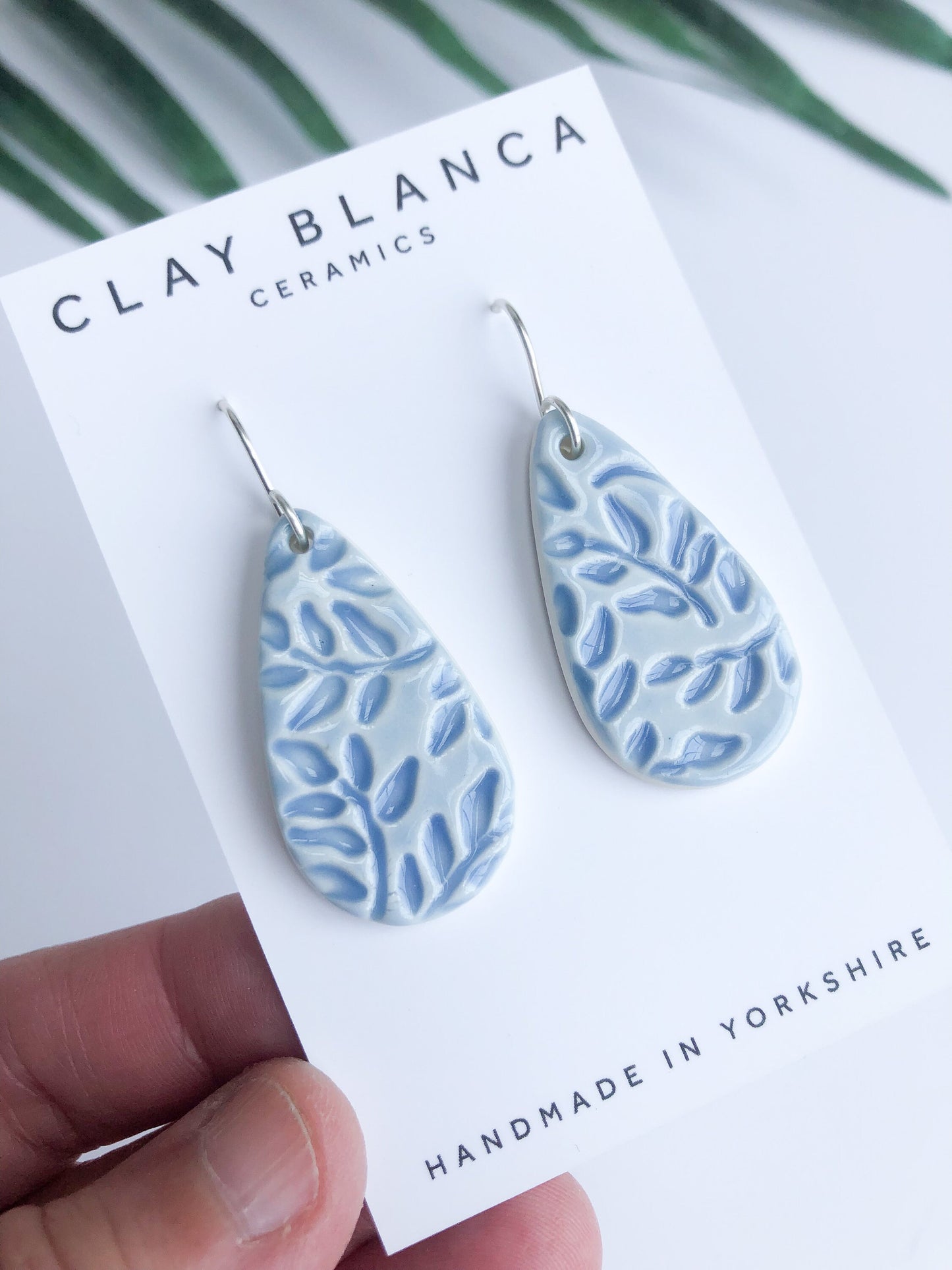Sky Blue - teardrop leaf dangles