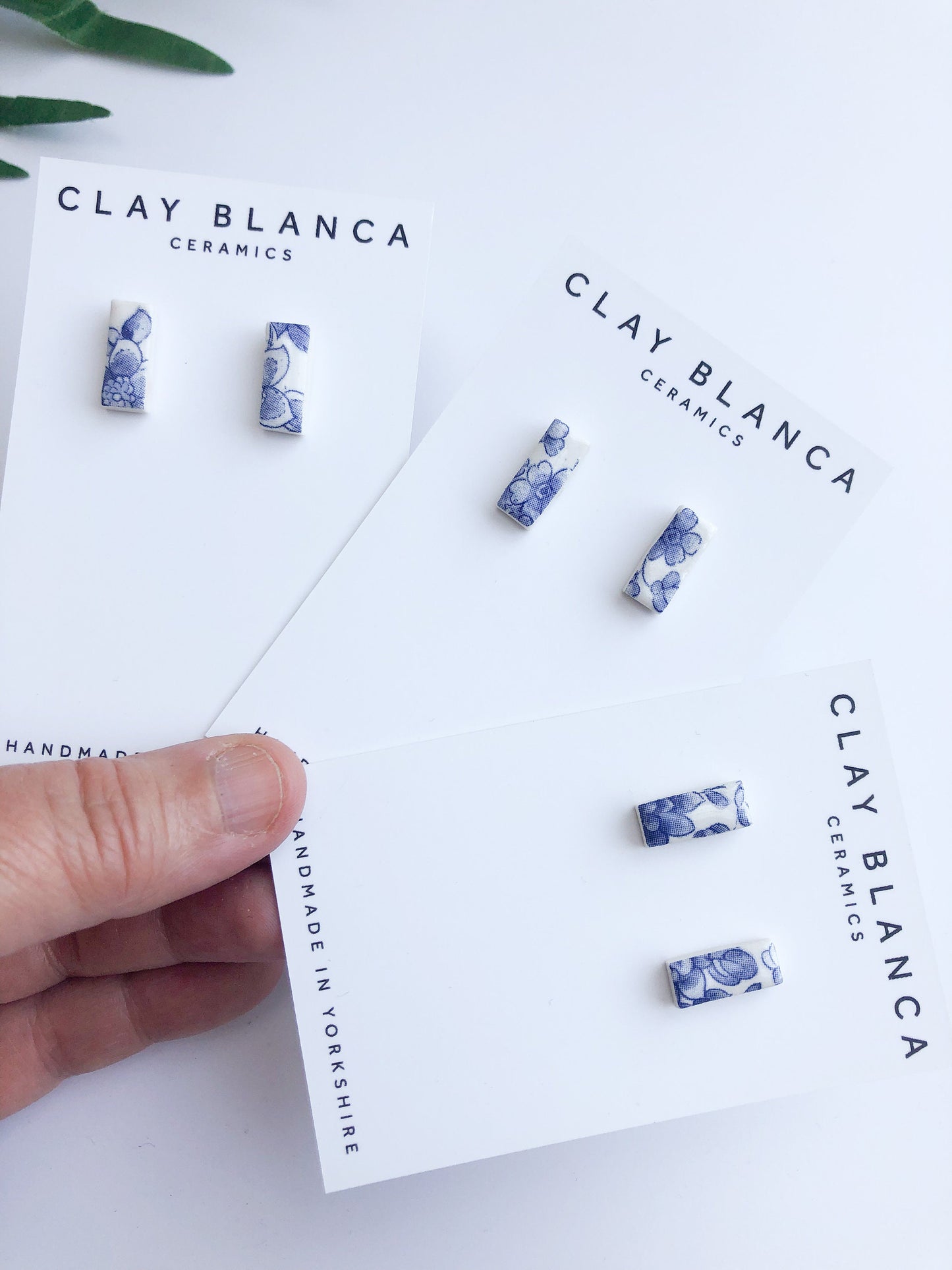 Vintage china - blue small rectangle studs