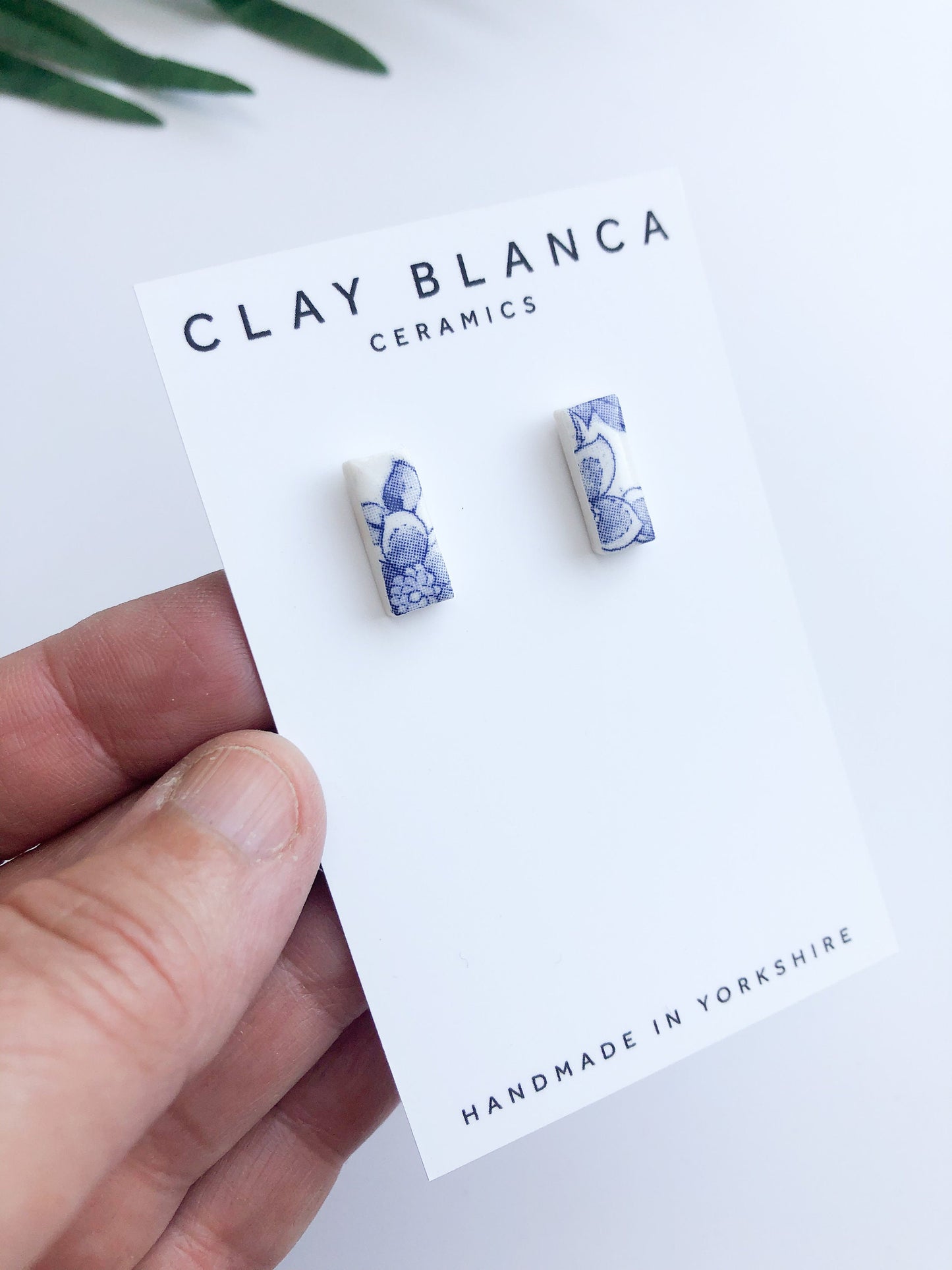 Vintage china - blue small rectangle studs