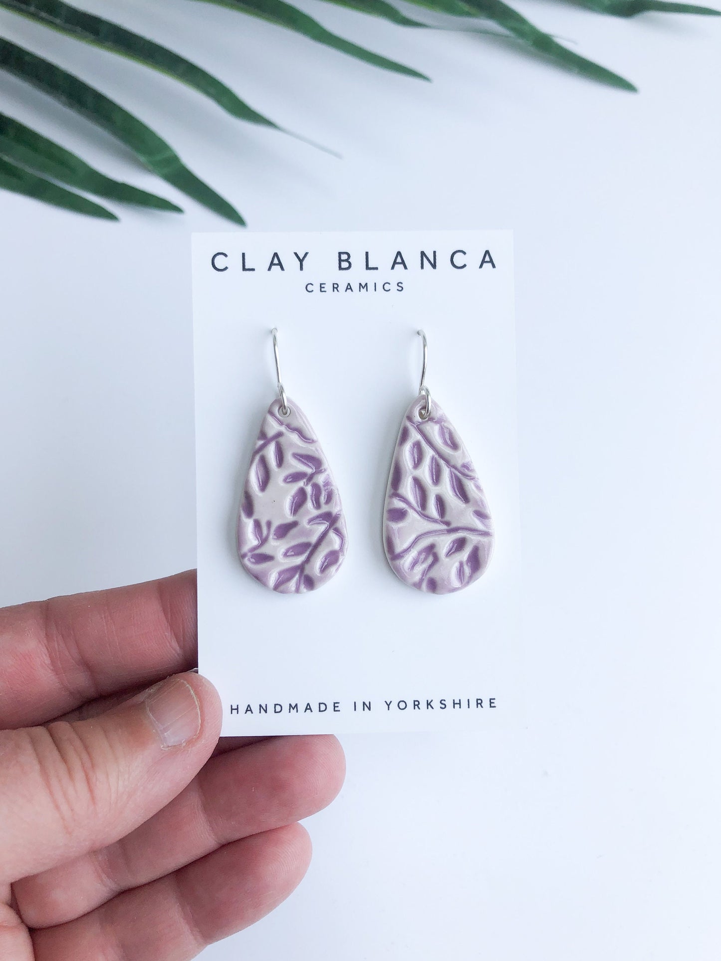 Lavender - teardrop leaf dangles