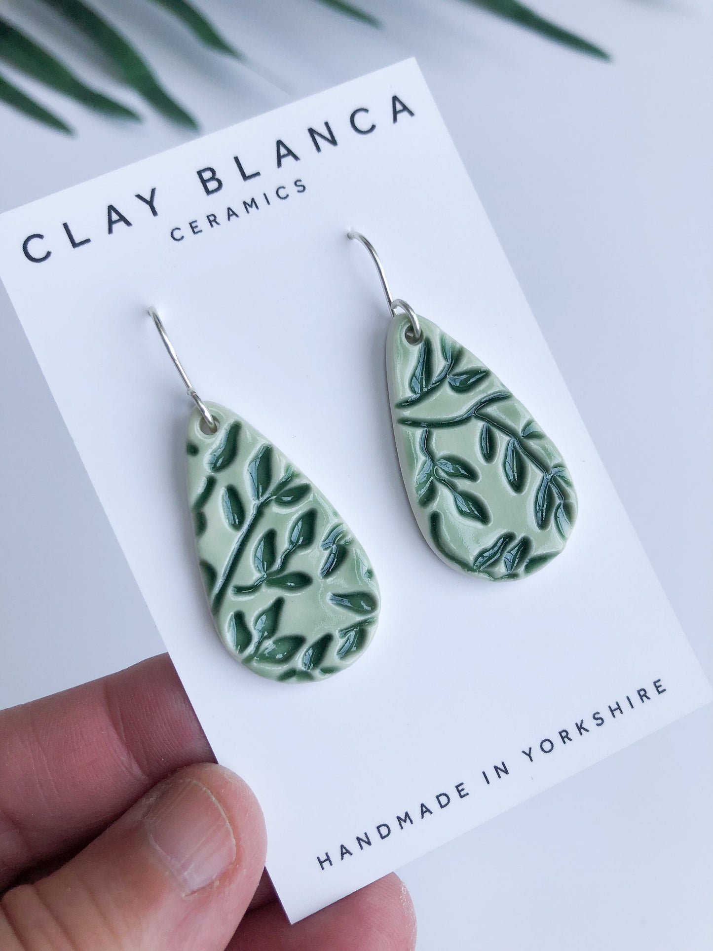 Dark Green - teardrop leaf dangles