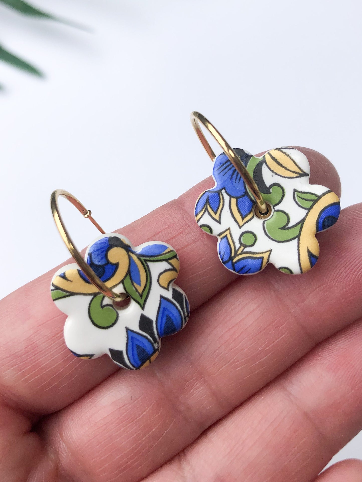 Paisley flower on large hoops