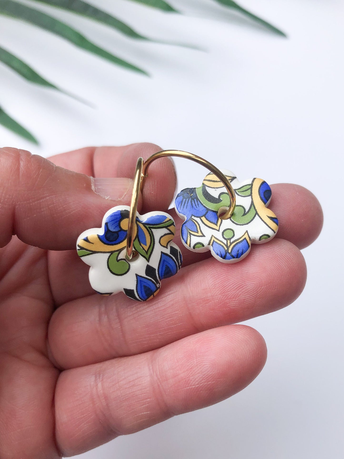 Paisley flower on large hoops