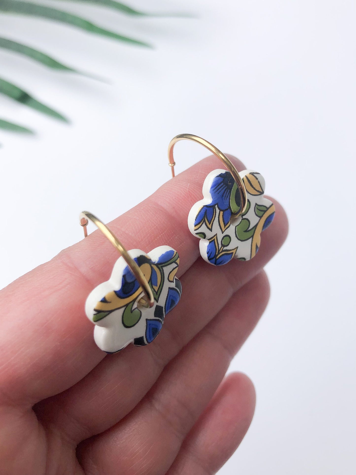 Paisley flower on large hoops