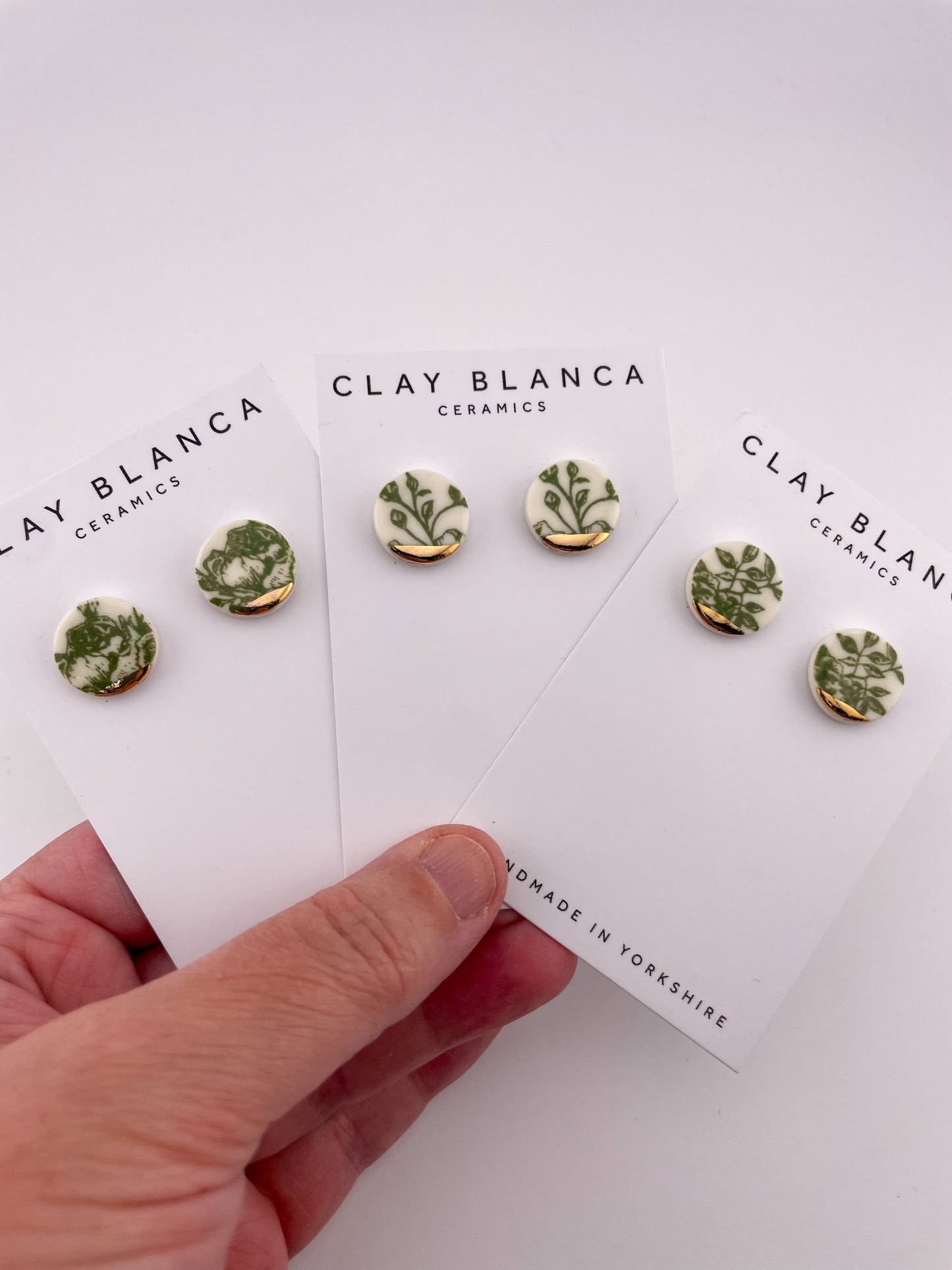 Green China small round studs