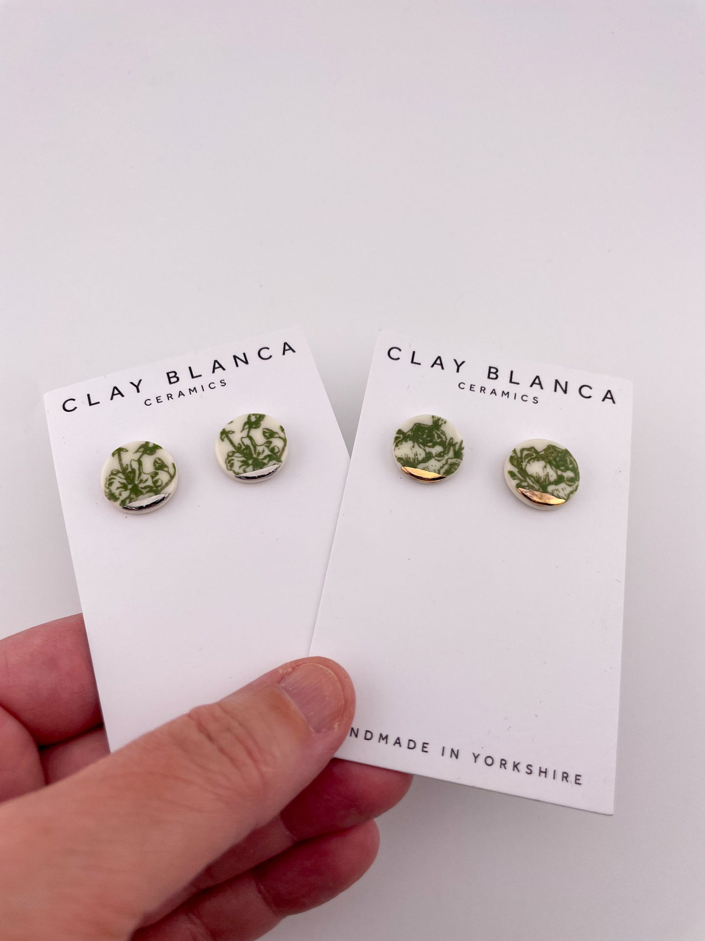 Green China small round studs