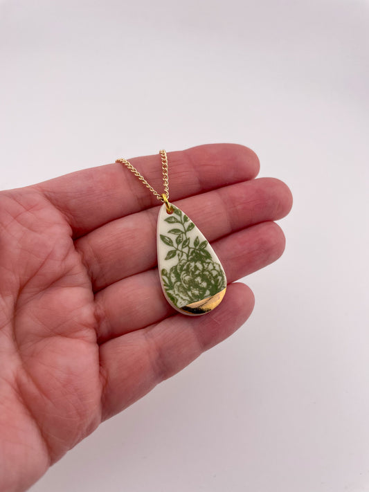 Green China teardrop necklace