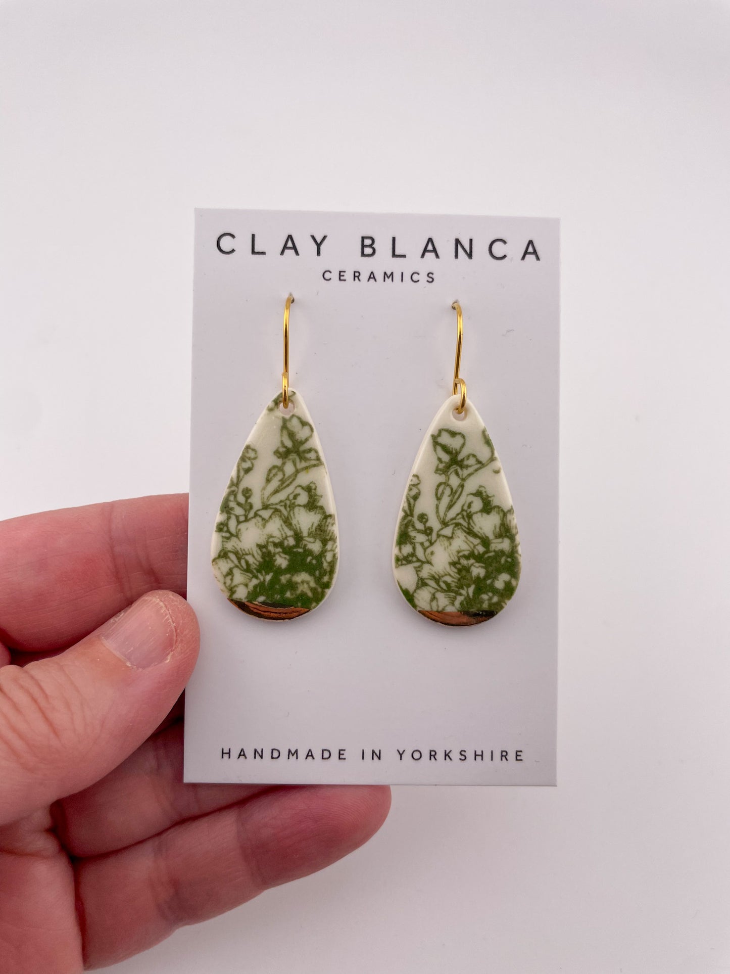 Green China teardrop earrings