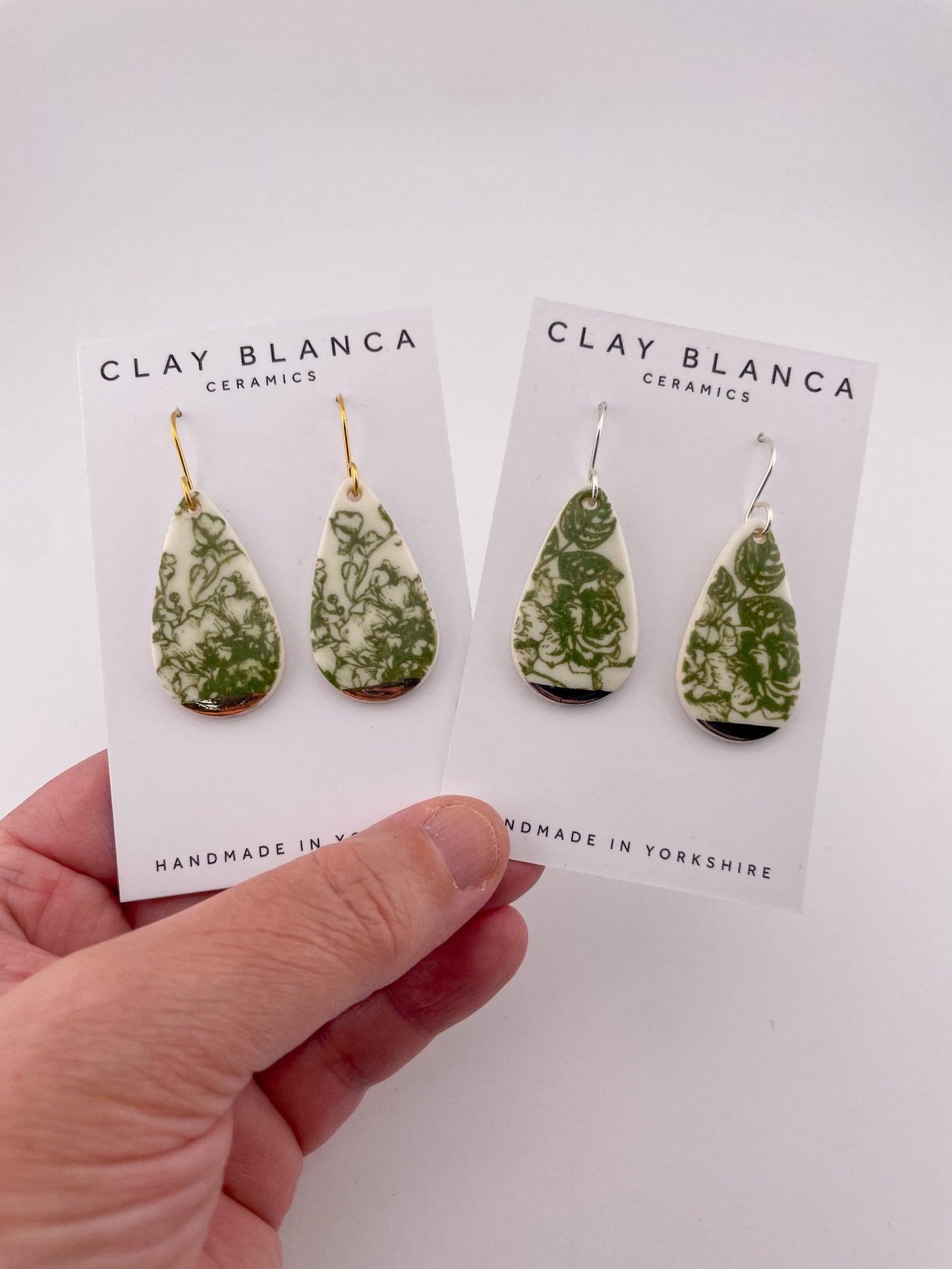 Green China teardrop earrings
