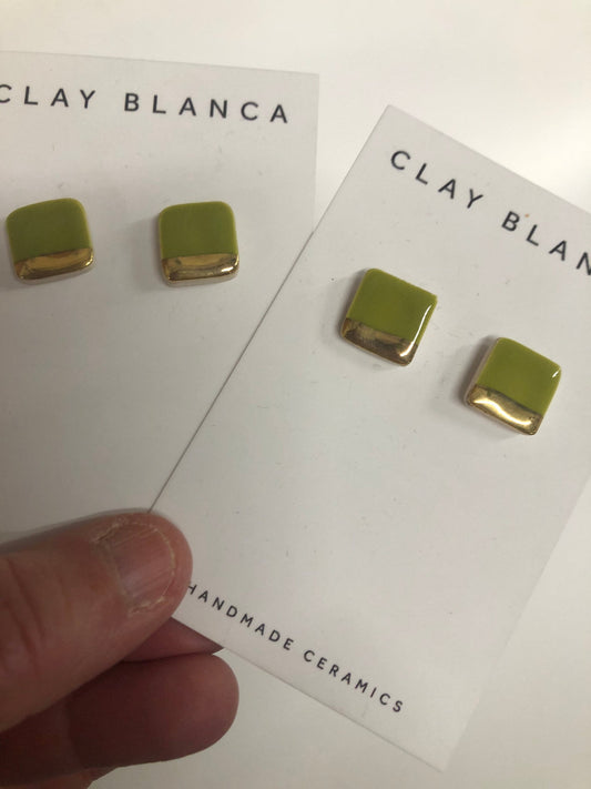 Bright green square studs